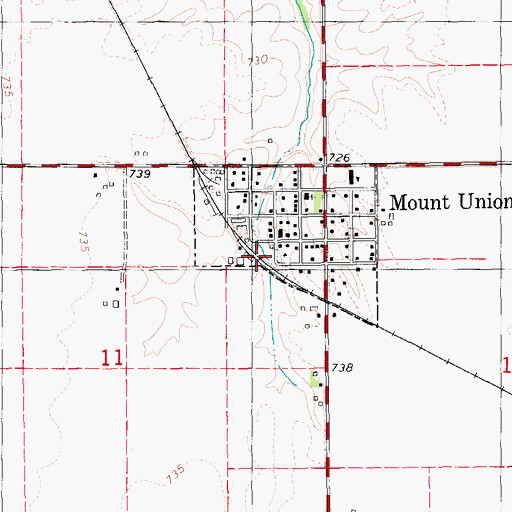 Topographic Map of Mount Union (historical), IA