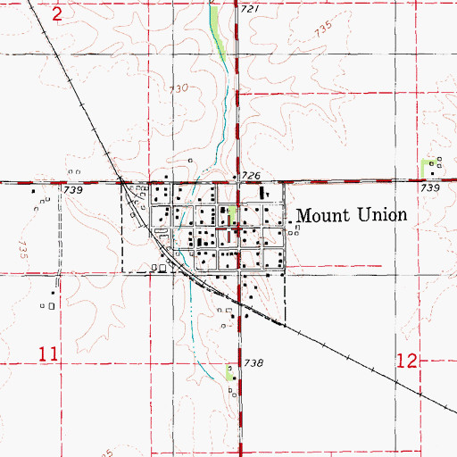 Topographic Map of Mount Union Post Office, IA