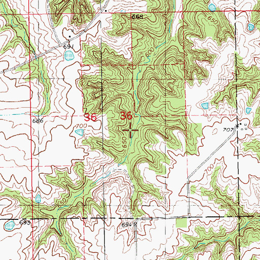 Topographic Map of Hicks Cemetery, IA
