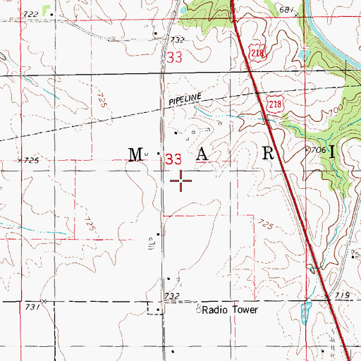 Topographic Map of Scott Cemetery, IA