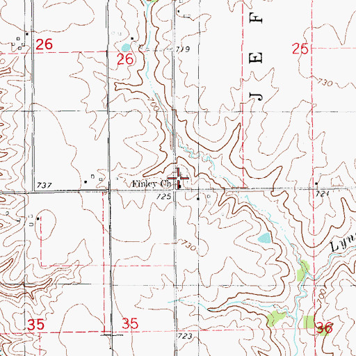 Topographic Map of Finley Cemetery, IA