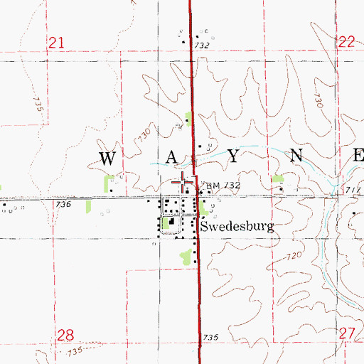 Topographic Map of Swedesburg Cemetery, IA