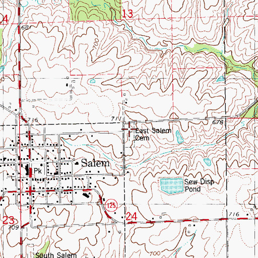 Topographic Map of East Salem Cemetery, IA
