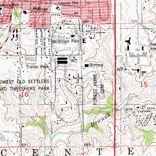 Topographic Map of Saint Alphonsus Cemetery, IA