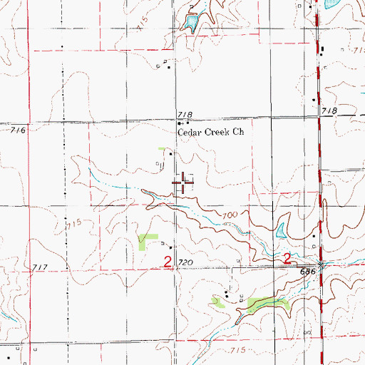 Topographic Map of Cedar Creek Friends Cemetery, IA