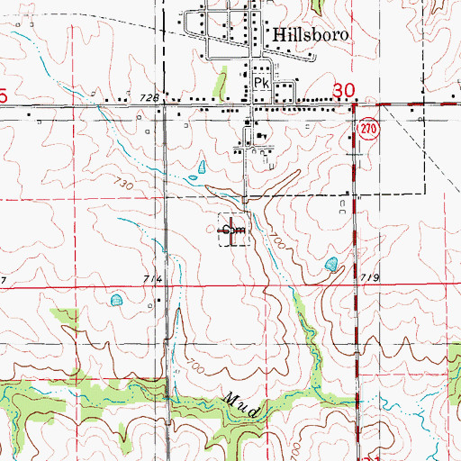 Topographic Map of Hillsboro Cemetery, IA