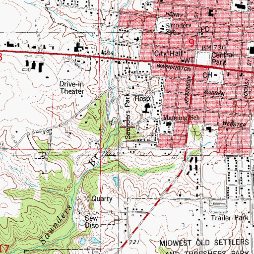 Topographic Map of Pioneer Church School Historical Marker, IA