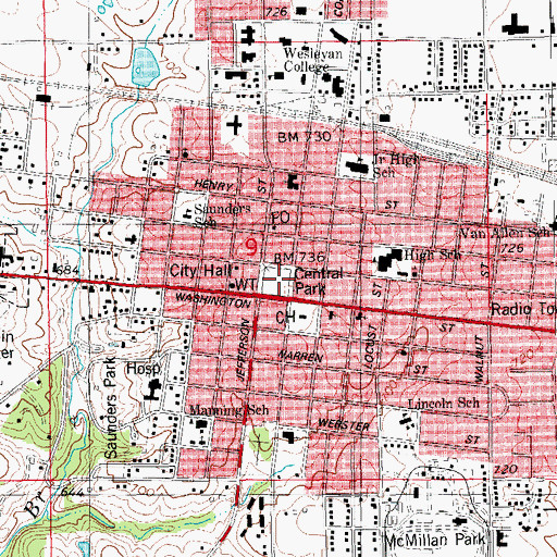 Topographic Map of First Courthouse in Iowa Historical Marker, IA