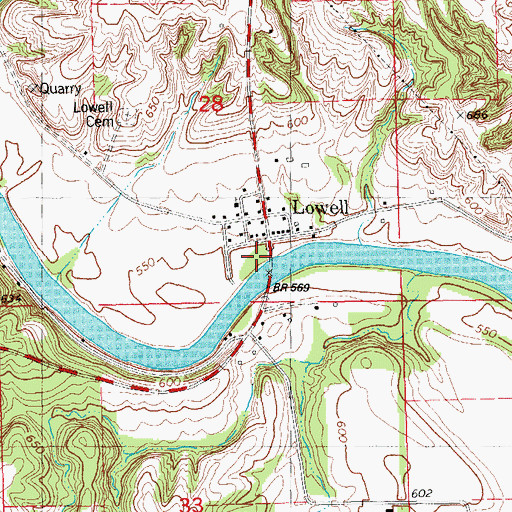 Topographic Map of Lowell City Park, IA