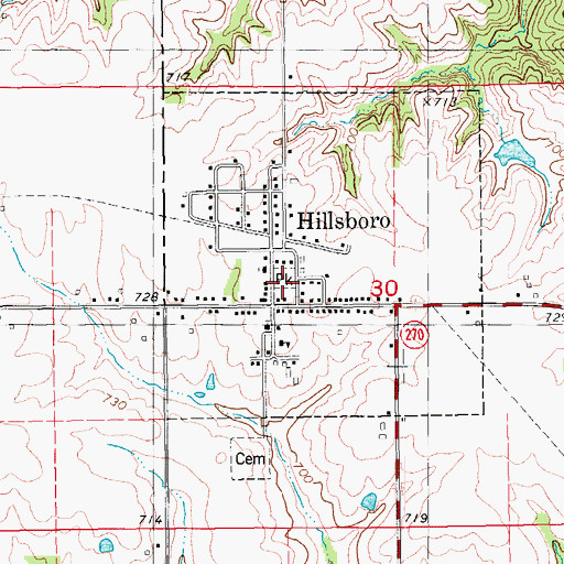 Topographic Map of Central Park, IA