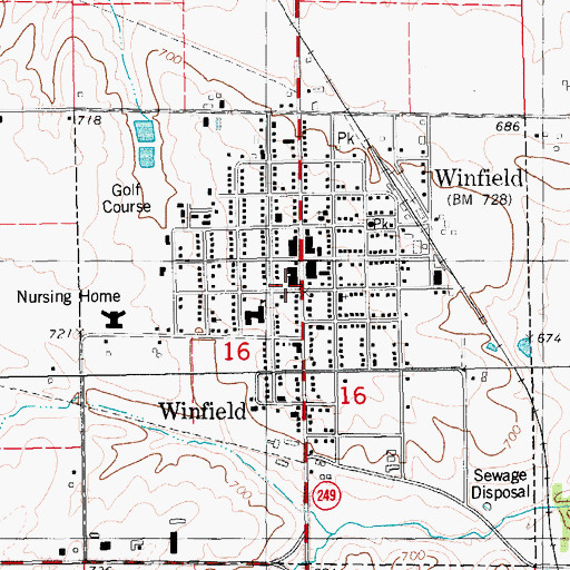 Topographic Map of Winfield Museum, IA