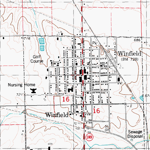 Topographic Map of Winfield Municipal Library, IA