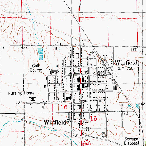 Topographic Map of Winfield Fire and Rescue, IA