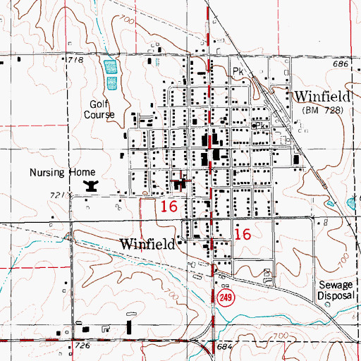 Topographic Map of Winfield Elementary School, IA