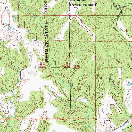 Topographic Map of Shimek State Forest Wildlife Management Area - Croton Unit, IA