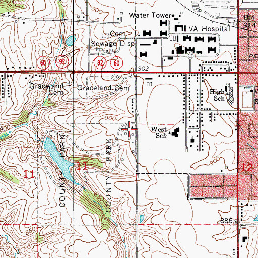 Topographic Map of Memorial for President George Washington Historical Marker, IA