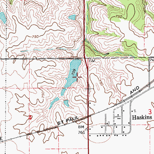 Topographic Map of Crawford Pond Park, IA
