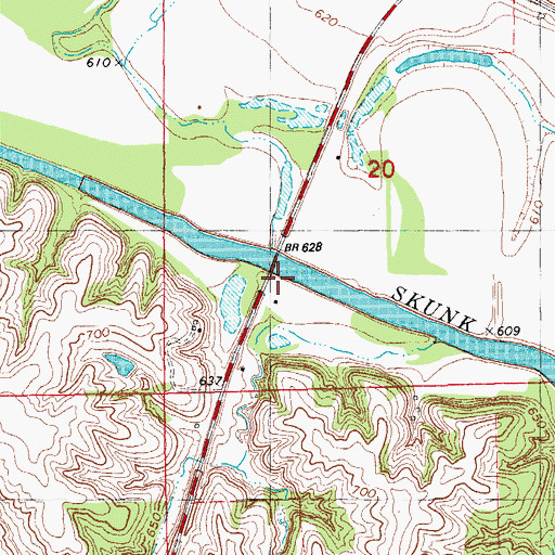 Topographic Map of Brighton Boat Access, IA