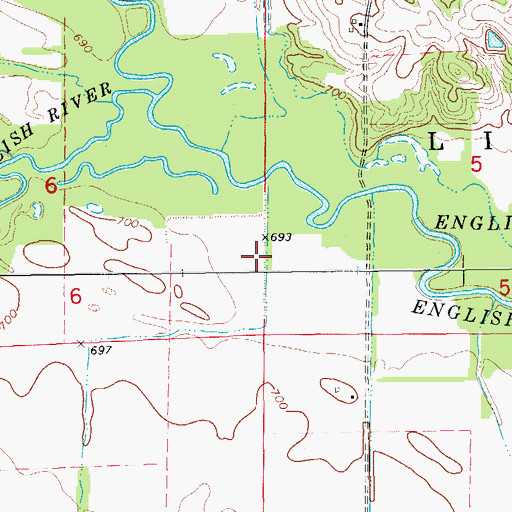 Topographic Map of English River Wildlife Area, IA
