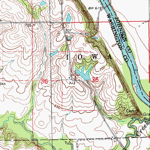 Topographic Map of White Ash Post Office (historical), IA