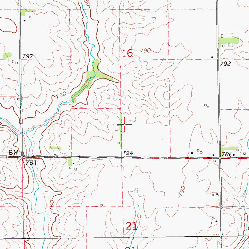 Topographic Map of Seventy Six Centre Post Office (historical), IA