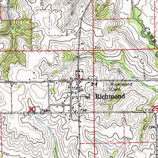 Topographic Map of Richmond Post Office (historical), IA