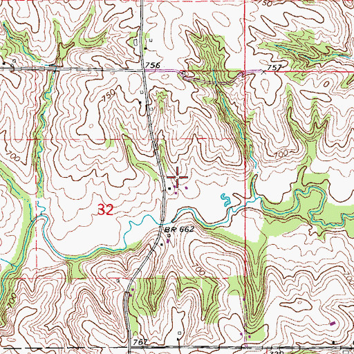 Topographic Map of Davis Creek Post Office (historical), IA