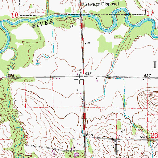 Topographic Map of Yatton Post Office (historical), IA