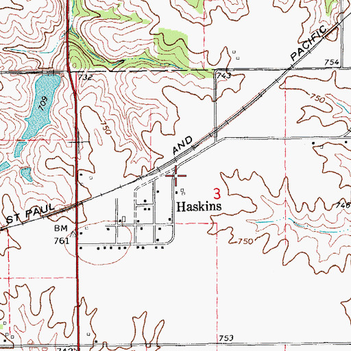 Topographic Map of Haskins (historical), IA