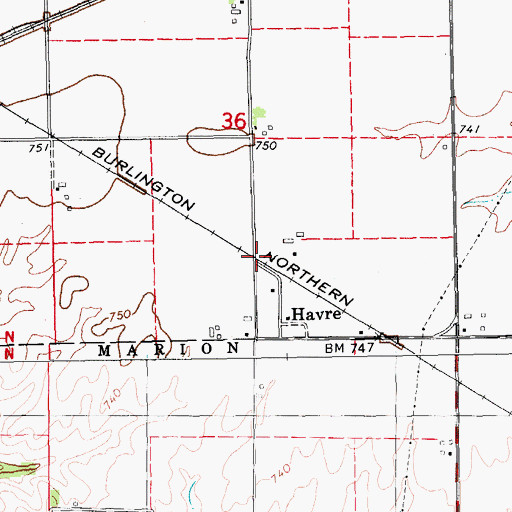 Topographic Map of Havre (historical), IA
