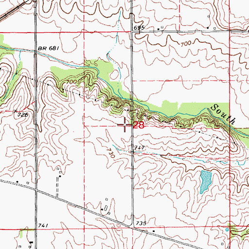 Topographic Map of Pottsville Post Office (historical), IA