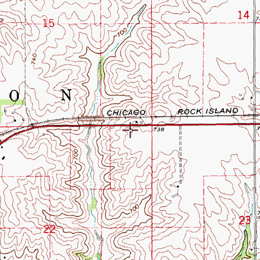 Topographic Map of Center Hill Post Office (historical), IA