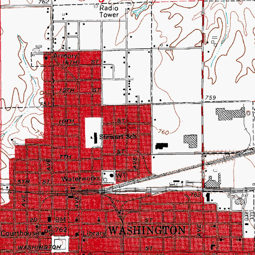 Topographic Map of Kingdom Hall of Jehovahs Witnesses, IA