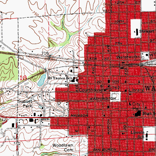 Topographic Map of Saint James Catholic Church, IA