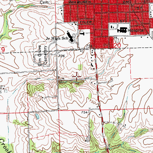 Topographic Map of Pleasant Hill Christian Church, IA