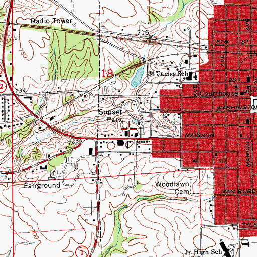 Topographic Map of Faith Baptist Church, IA