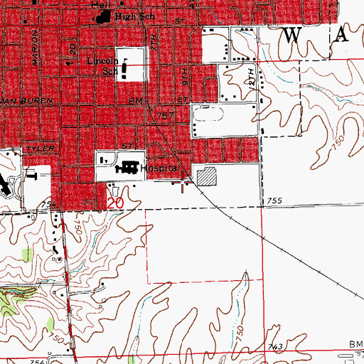 Topographic Map of Washington Mennonite Church, IA