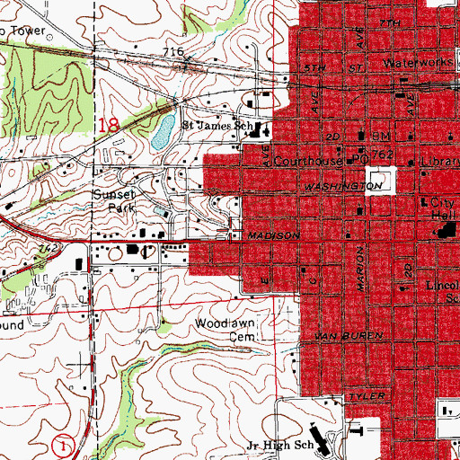 Topographic Map of Washington Eye Care Center, IA