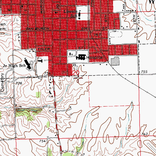 Topographic Map of McCreedy Home, IA