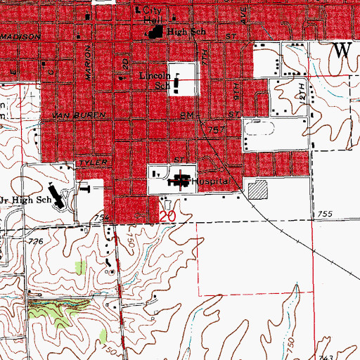 Topographic Map of Washington Family Practice Center, IA