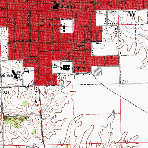 Topographic Map of Washington Care Center, IA