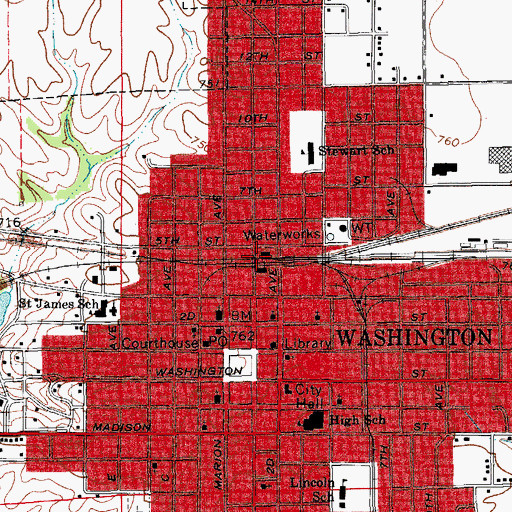 Topographic Map of Washington, IA