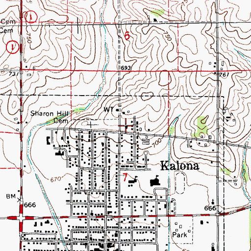 Topographic Map of Kalona Mennonite Church, IA