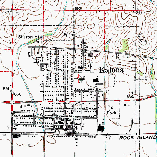 Topographic Map of Kalona Elementary School, IA
