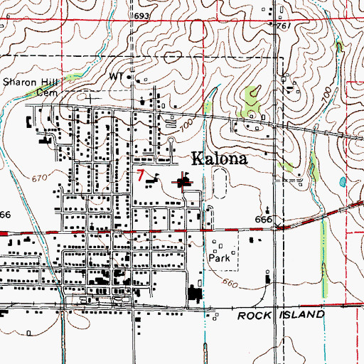 Topographic Map of Mid - Prairie Middle School, IA