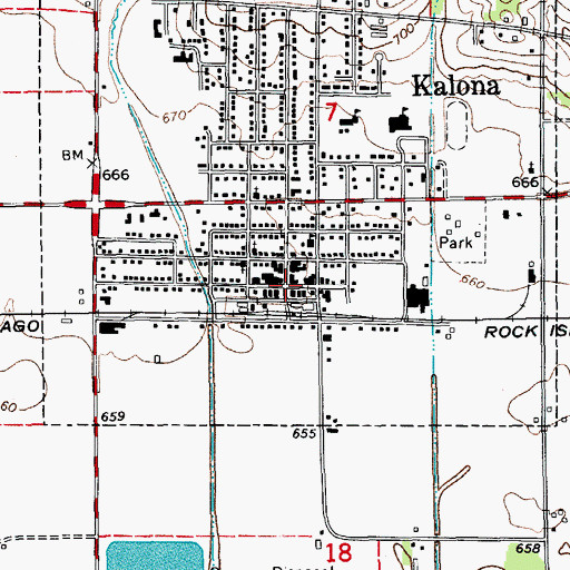 Topographic Map of Washington Township Elementary School, IA