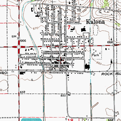 Topographic Map of Kalona Chiropractic Clinic, IA