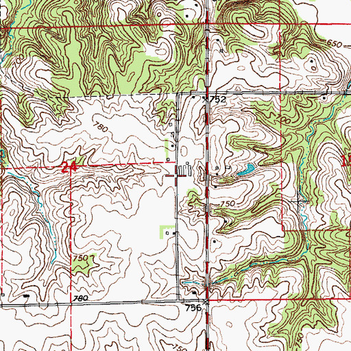 Topographic Map of Windmill Ridge Camp Ground, IA