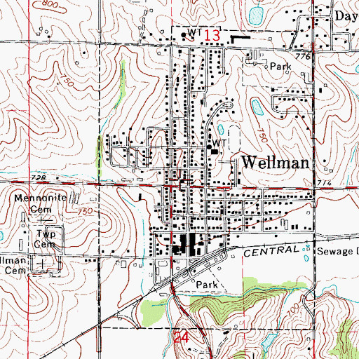 Topographic Map of Asbury United Methodist Church, IA