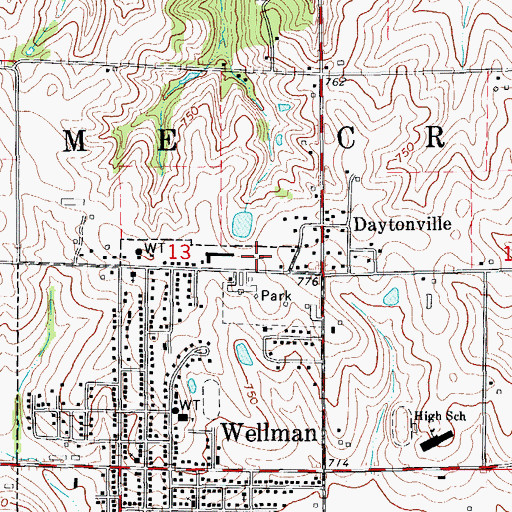 Topographic Map of Daytonville Mennonite Church, IA